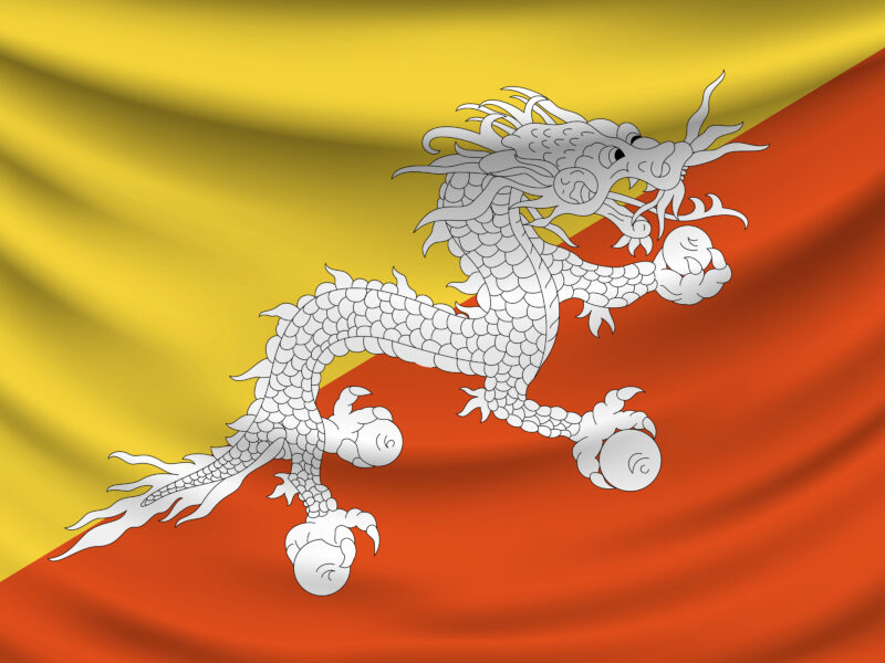 Обои Bhutan, national flag, Kingdom of Bhutan на рабочий стол.
