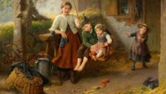 Обои Felix Schlesinger, German, Children on a swing на рабочий стол.